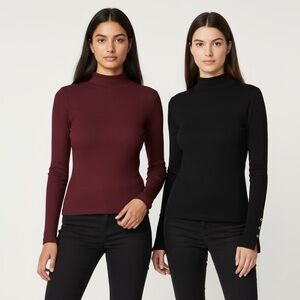 002 SHRRTS: 2 Splash closed neck ribbed top size L